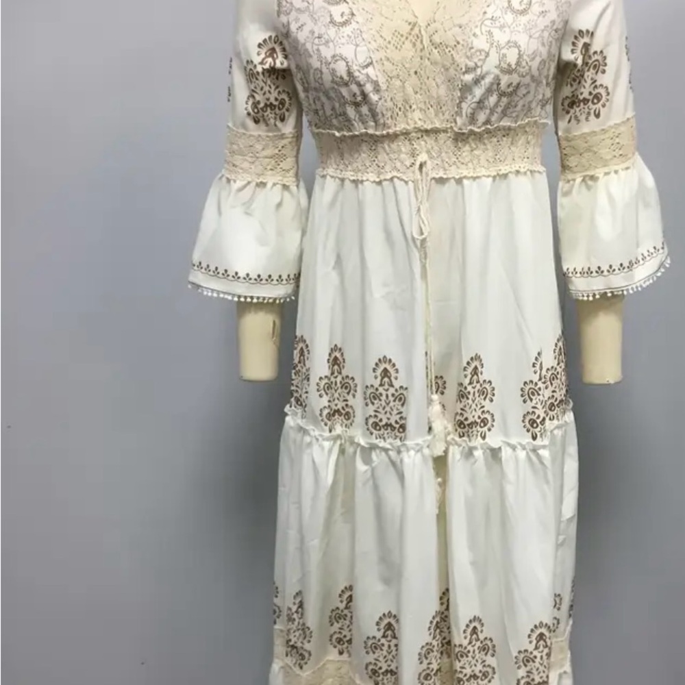 NEW Cream and Brown MaxiDress